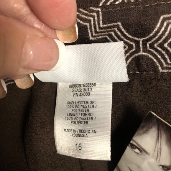 Jaclyn Smith Skirt Womens Sz 16 Brown White Lined Lightweight A-Line Office NEW - Picture 6 of 10